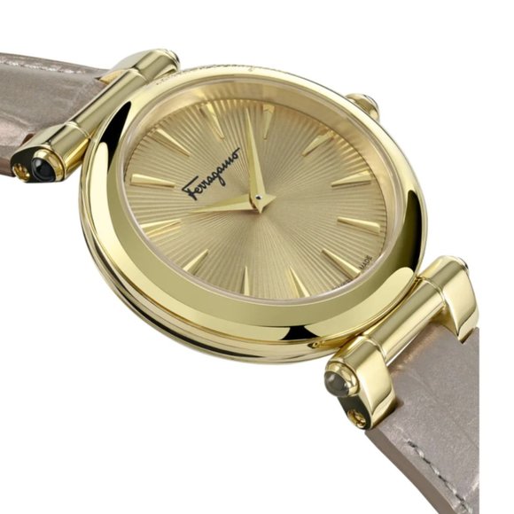 Ferragamo Black 36mm Womens Swiss Watch New